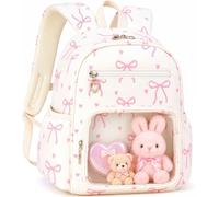 LEDAOU Zaino per bambini e bambine, zaino per asilo con cintura toracica, zaino per bambini da 2 a 4 anni, Amore nodi a farfalla, beige, Für 2-4 Jahre (12″ hoch, kein Platz für A4-Ordner), Casual
