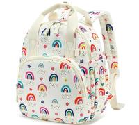 LEDAOU Zaino per bambini, impermeabile, per bambini da 2 a 4 anni, scuola materna e scuola, per ragazzi e ragazze, arcobaleno beige, Für 2-4 Jahre (12″ hoch, kein Platz für A4-Ordner), moderno