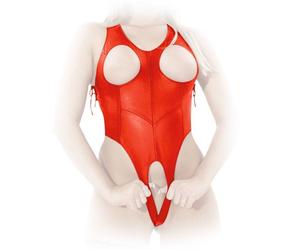 Ledapol - Elegante Body In Vera Pelle Aperto Con Lacci In Diversi Colori