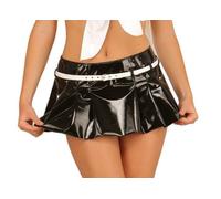 Ledapol - Mini Gonna Lucida Gogo Nera E Bianca Con Cintura