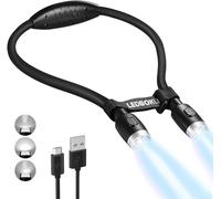 LEDBOKLI Lampada lettura per Libri, Luce da Lettura Ricaricabile, 6 Livelli di Luminosità, Nessuno Sfarfallio, Braccio Flessibile, Lampada Notturna da Comodino per Leggere, Maglia, Riparare