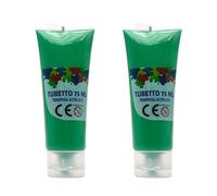 Leddy Living 2 PZ Tempera Acrilica 75 ML, Vernice per Pittura per Dipingere, per Tela, Tessuti, Legno e Pietra, Adatto per Principianti e Professionisti (VERDE)