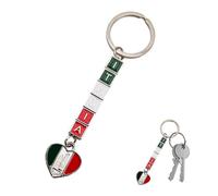 Leddy Living Portachiavi Metallo 12,5cm Italia Tricolore con Cubetti e Cuore Bologna - Torre degli Asinelli - Accessorio Resistente - Idea Regalo Uomo Donna - Souvenir Originale