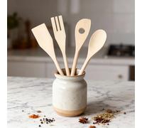 Leddy Living Set 4 Mestoli Legno di Faggio - resistenti al calore, anti graffio per padelle antiaderenti, eco friendly, ergonomici, ideali per mescolare e servire