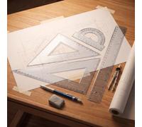 Leddy Living Set Geometrico 4 Pezzi, Righello 30 cm, Triangoli 45° e 60°, Goniometro 180°, Plastica Trasparente Colorata - Kit Matematica per Scuola Disegno Tecnico (Trasparente)