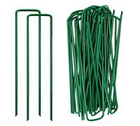 Ledeak 100 Pezzi Picchetti Telo Pacciamatura, Picchetti di Giardino Verde Picchetti Giardino Zincato Antiruggine a Forma di U Ancore a Terra Anti Erbacce, Ancoraggi a Terra per Giardino Campeggio