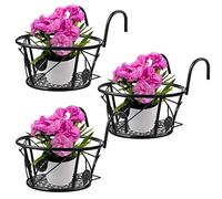 Ledeak 3 Pcs Supporto per Vasi da Fiori, Portafiori da Appendere Cestini in Ferro Artistici Portavasi da Balcone, Veranda Recinzione Patio Interni Esterni