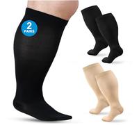 Ledeak Calzini per Diabetici Extra Larghi, Non Legante Calzini Neuropatia, Calze Diabetici per Uomo Donna Piedi Gonfi, 2 Paia (2XL, Nero+Colore della Pelle)