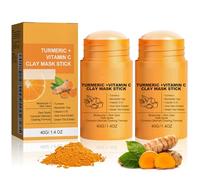 Ledeak Maschera Curcuma Vitamina C, 2 Pezzi Maschera Argilla Viso Purificante, Punti Neri Rimozione, Idratazione e Illuminazione, Pulizia Profonda Turmeric Clay Face Mask per Uomini e Donne