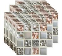 Ledeak Mosaico Adesivi per Piastrelle, 30 Pezzi Impermeabile Piastrelle Adesive Cucina Bagno Decorazione in PVC, 10x10cm Resistenti ai Graffi e Rimovibili Adesivo Murale (Struttura Bianca)