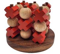 LEDELIRANT - Tic Tac Toe 3D in legno di acacia e Hevea - Morpion fatto a mano per bambini e adulti - Gioco durevole - Decorazione naturale - Idea regalo originale. Medium (