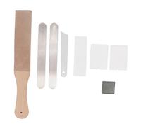 Leder Abziehset Komplett Werkzeug Doppelseitiges Leder Schärfset für DIY Lederhandwerk Schärfen mit Spiegelpolitur und Chromoxidpaste für Messer und Werkzeuge aus massivem Holz