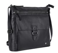 LEDERBUCK Shirley - Borsa a tracolla da donna in vera pelle morbida, con tripla cerniera, Nero, Large