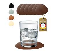 Lederfabrik Garnier® Set di 6 sottobicchieri moderni, antiscivolo e lavabile, perfetta protezione del tavolo, sottobicchieri in pelle marrone, made in Germany
