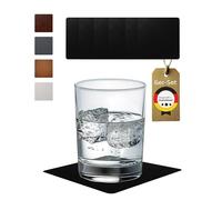 Lederfabrik Garnier® Set di 6 sottobicchieri quadrati - antiscivolo e lavabile - perfetta protezione del tavolo - Sottobicchieri in pelle nera - Made in Germany