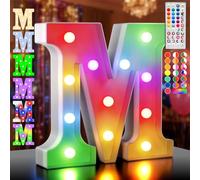 Ledido 35 colori che cambiano luce lettera M per la decorazione di | Lettere luminose a LED per compleanno, lettere a LED per anniversario di matrimonio, laurea, casa, bar, camera da letto