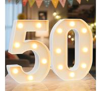 Ledido - Cartello luminoso a LED con numeri per tendone - Numeri luminosi freddi e caldi per decorazioni del 50° compleanno, luci a LED per numeri per matrimonio, anniversario, laurea, camera da letto
