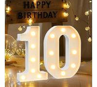 Ledido Insegna Luminosa a LED con Numeri - Numeri Luminosi con Luce Fredda e Calda per Decorazioni 10° Compleanno, Luci a LED per Anniversario di Matrimonio Laurea Casa Camera da Letto Tavolo Parete