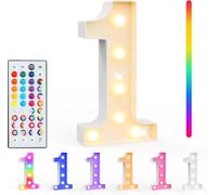Ledido Numeri luminosi a LED con 35 colori cangianti, per decorazione di compleanno, regali di compleanno, luci a LED per anniversario di matrimonio, laurea, casa, camera da letto, feste, numero 1