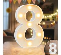 Ledido Numeri luminosi a LED per tendone, numeri freddi e caldi, per decorazioni per 8° compleanno, luci a LED per anniversario di matrimonio, laurea, casa, camera da letto, tavolo, decorazione per