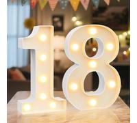 Ledido Numeri luminosi a LED per tendone, numeri freddi e caldi, per decorazioni per il 18° compleanno, luci a LED per anniversario di matrimonio, laurea, casa, camera da letto, tavolo, decorazione