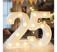 Ledido Numeri luminosi a LED per tendone - Numeri luminosi e caldi per decorazioni per il 25° compleanno, luci a LED per anniversario di matrimonio, laurea, casa, camera da letto, tavolo, decorazione