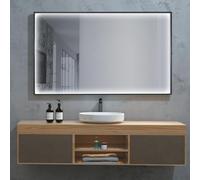 LEDIMEX - Specchio da bagno con luce LED e anti-appannamento 80 x 80 cm | Specchio da bagno con luce perimetrale (calda, neutra e fredda) e sensore on/off, specchio quadrato da parete con cornice nera