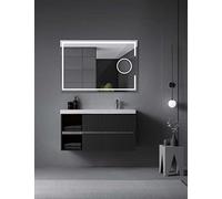 Ledimex - Specchio da bagno LED quadrato con specchio di ingrandimento X5 - di misura 120 x 80 cm - Illuminato a LED con IRC >80 - Sensore anti appannamento - Sensore on/Off triled - Modello Malta