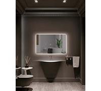 Ledimex - Specchio da bagno Led Quadrato - di Misura 100 x 70 cm - Retroluminazione a LED con IRC >80 - Sensore Antiappannamento - Sensore on/Off - Luce fredda - Modello Italia