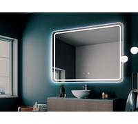 Ledimex - Specchio da bagno Led Quadrato - di Misura 80x80 cm - Illuminato a LED con IRC >80 - Angoli rotondi e luce frontale - Modello Austria