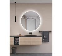 Ledimex - Specchio da bagno Led Rotondo - di Ø90 cm di diametro - Retroilluminato a LED con IRC >80 - Sensore antiappannamento - Sensore on/off - Modello Lisbona