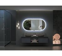 LEDIMEX Specchio ellittico con cornice illuminata acrilico, luce Fria Indiana 100x55