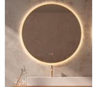LEDIMEX - Specchio Rotondo Bagno LED 70cm Retroilluminato, Antiappannamento e Cornice Dorata | Specchio Smart Oro Spazzolato Tri-LED (Calda/Neutra/Fredda) e Sensore ON/OFF | Serie Fun
