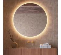 LEDIMEX - Specchio rotondo da bagno con luce LED, 70 cm, retroilluminato, specchio intelligente da parete con luce calda 3000 K, senza cornice, per mobili da bagno, serie Porto