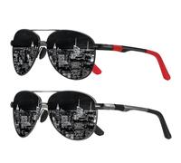 LEDING&BEST Occhiali da Sole Uomo Donna Polarizzati con Protezione UV400 Montatura Metallo Ultraleggera Modello Pilota Vintage Nero Sportivi Aviatore