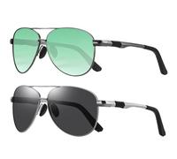 LEDING&BEST Occhiali da Sole Uomo Donna Polarizzati con Protezione UV400 Montatura Metallo Ultraleggera Modello Pilota Vintage Nero Sportivi Aviatore
