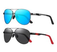 LEDING&BEST Occhiali da Sole Uomo Donna Polarizzati con Protezione UV400 Montatura Metallo Ultraleggera Modello Pilota Vintage Nero Sportivi Aviatore