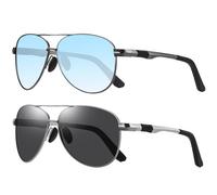 LEDING&BEST Occhiali da Sole Uomo Donna Polarizzati con Protezione UV400 Montatura Metallo Ultraleggera Modello Pilota Vintage Nero Sportivi Aviatore