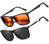 LEDING&BEST Polarizzati Occhiali da sole Uomo Donna Quadrati Ultra Leggeri Montatura Con Cerniera a Molla UV400 Protezione Guidare Pesca Occhiali da sole