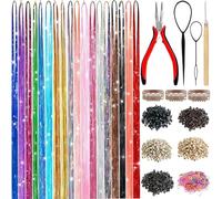 LEDIZE Extension olografiche resistenti al calore per ragazze, 18 confezioni da 7600 ciocche, 18 colori
