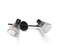 LEDKIA Applique da Parete Metallo e Vetro Aron 2 Faretti Nero