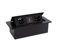 LEDKIA Base Multipla da Incasso 2 Prese Tipo F + 2xUSB Nero