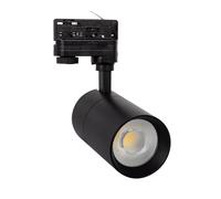 LEDKIA Faretto LED Binario Trifase 30W Regolabile Mallet Nero 3000K Bianco | Regolabile e Orientabile | No Flicker | Angolo di Fascio 36º | Per Showroom e Negozi, Nero Bianco Caldo 3000K