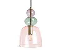 LEDKIA Lampada a Sospensione Baudelaire Metallo e Vetro Rosa | Design Elegante in Metallo e Vetro | Compatibile con Lampadina E14 | Uso Interno | Paralume Regolabile