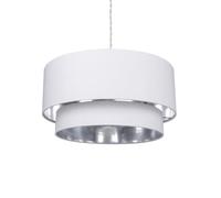 LEDKIA Lampada a Sospensione Lino Reflect Duo Bianco | Design Elegante | Compatibile con Lampadine E27 | Ideale per Casa e Ufficio | Cavo Regolabile