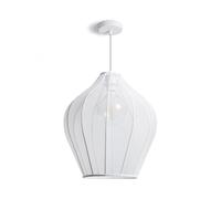 LEDKIA Lampada a Sospensione Metallo e Tessuto Ø400 mm Yara Bianco