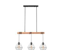 LEDKIA Lampada a Sospensione Metallo Sardo 3 Faretti Nero | Design Retrò Industriale | Compatibile con Lampadine LED E27 | Uso Interno IP20 | Regolabile