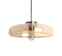 LEDKIA Lampada a Sospensione Vetro Hipo Ambra | Design Elegante | Compatibile con Lampadine E27 | Perfetta per Cucina, Soggiorno, Camera da Letto | Metallo e Vetro