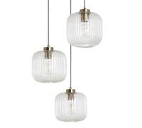 LEDKIA Lampada a Sospensione Vetro Tri Wilde Trasparente | Design Classico Anni Venti | Regolabile in Altezza | Compatibile con Lampadine LED E27