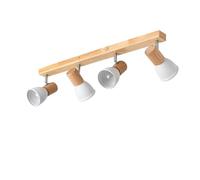 LEDKIA Lampada da Soffitto Metallo e Legno 4 Faretti Tautau Bianco